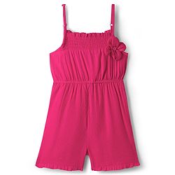 Pine Kids Viscose Cotton Woven Sleeveless Solid Colour Jumpsuit with Floral Applique - Fuschia