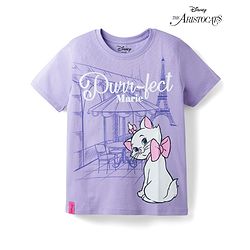 Pine Kids Disney Single Jersey Knit Half Sleeves T-Shirt with Marie Graphic - Lavender