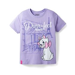 Pine Kids Disney Single Jersey Knit Half Sleeves T-Shirt with Marie Graphic - Lavender