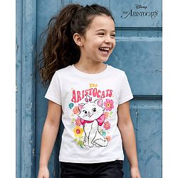 Pine Kids Disney Single Jersey Knit Half Sleeves T-Shirt With Marie Graphics - White