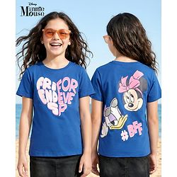 Pine Kids Disney 100% Cotton Knit Half Sleeves T-Shirt With Front & Back Minnie & Daisy Graphic - Blue