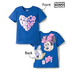 Pine Kids Disney 100% Cotton Knit Half Sleeves T-Shirt With Front & Back Minnie & Daisy Graphic - Blue