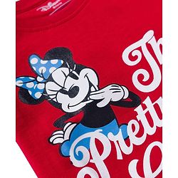 Pine Kids Disney 100% Cotton Knit Half Sleeves T-Shirt With Front & Back Minnie & Daisy Graphic - Red