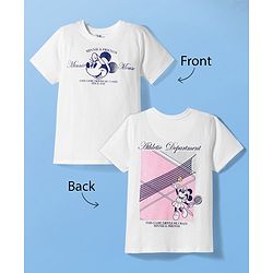 Pine Kids Disney Single Jersey Knit Half Sleeves T-Shirt With Front & Back Minnie Mouse Graphics - White