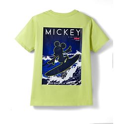 Pine Kids Disney 100% Cotton Knit Half Sleeves T-Shirt With Front & Back Mickey Mouse Graphic - Lime Green