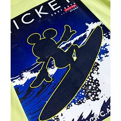 Pine Kids Disney 100% Cotton Knit Half Sleeves T-Shirt With Front & Back Mickey Mouse Graphic - Lime Green