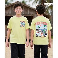 Pine Kids Disney Single Jersey Knit Half Sleeves T-Shirt With Vacay Mood Print - Lime Green