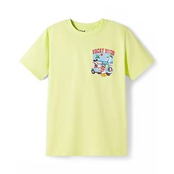 Pine Kids Disney Single Jersey Knit Half Sleeves T-Shirt With Vacay Mood Print - Lime Green