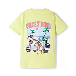 Pine Kids Disney Single Jersey Knit Half Sleeves T-Shirt With Vacay Mood Print - Lime Green