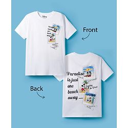 Pine Kids Disney 100% Cotton Half Sleeves T-Shirt With Front & Back Mickey & Friends Graphic - White