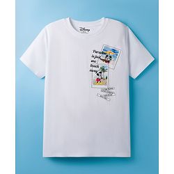 Pine Kids Disney 100% Cotton Half Sleeves T-Shirt With Front & Back Mickey & Friends Graphic - White