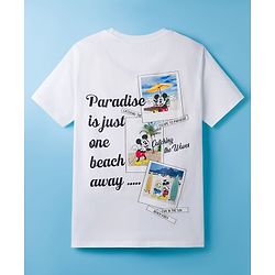 Pine Kids Disney 100% Cotton Half Sleeves T-Shirt With Front & Back Mickey & Friends Graphic - White