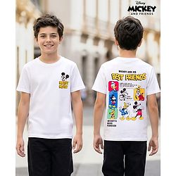 Pine Kids Disney Single Jersey Knit Half Sleeves T-Shirt With Minnie Mouse Print - White