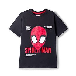 Pine Kids Marvel Single Jersey Knit Half Sleeves T-Shirt With Spider-Man Graphics - Black