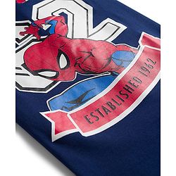 Pine Kids Marvel Single Jersey Knit Full Sleeves T-Shirt & Lounge Pant Night Suit With Spider Man Print - Navy Blue & Red