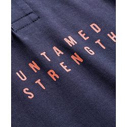 Pine Kids 100% Cotton Knit Half Sleeves Tiger Printed Hooded T-Shirt - Navy Blue