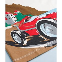 Pine Kids Cotton Knit Sleeveless Text & Racing Theme Printed T-Shirt - White