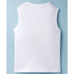 Pine Kids Cotton Knit Sleeveless Tank T-Shirt with Super Surfer Print - White