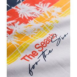 Pine Kids Cotton Knit Sleeveless Tank T-Shirt with Tropical Theme Print - White