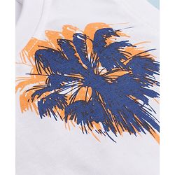 Pine Kids Cotton Knit Sleeveless Text & Tree Printed T-Shirt - Snow White