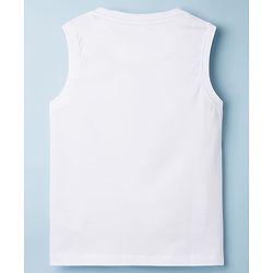 Pine Kids Cotton Knit Sleeveless Text & Tree Printed T-Shirt - Snow White