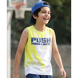 Pine Kids Cotton Knit Sleeveless Tank T-Shirt with Push Your Limits Print - White
