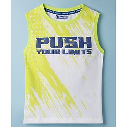 Pine Kids Cotton Knit Sleeveless Tank T-Shirt with Push Your Limits Print - White