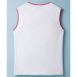 Pine Kids Cotton Knit Sleeveless Tank T-Shirt with Super Day Print - White