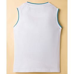 Pine Kids Cotton Knit Sleeveless Tank T-Shirt with Surfer Print - White