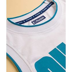 Pine Kids Cotton Knit Sleeveless Tank T-Shirt with Surfer Print - White