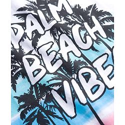 Pine Kids Cotton Knit Sleeveless T-Shirt With Beach Theme Print - White