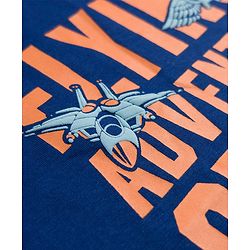 Pine Kids Cotton Knit Sleeveless Tank T-Shirt with Text Print - Navy Blue