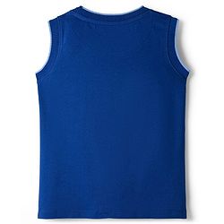 Pine Kids Cotton Knit Sleeveless Tank T-Shirt with Text Print - Navy Blue