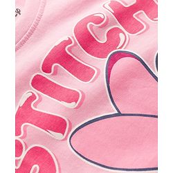 Pine Kids Disney Single Jersey Knit Half Sleeves T-Shirt & Shorts Night Suit With Lilo n Angel Graphics - Multicolor