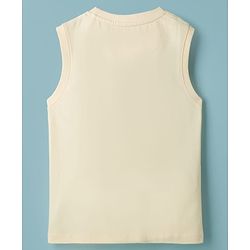 Pine Kids Cotton Knit Sleeveless Tank T-Shirt with Surfing Print - Off White