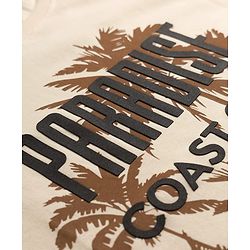 Pine Kids Cotton Knit Sleeveless Tank T-Shirt with Paradise Coast Club Print - Off White
