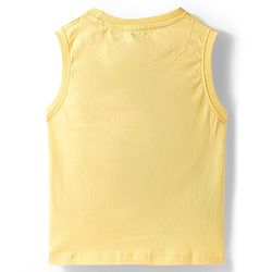Pine Kids Cotton Knit Sleeveless T-Shirt with Surfing Print - Yellow