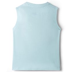 Pine Kids Cotton Knit Sleeveless Tank T-Shirt with Surfing Print - Aqua Blue