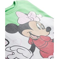 Pine Kids Disney Single Jersey Knit Drop Shoulder Half Sleeves Oversized Crop T-Shirt With Minnie Mouse Graphics - Green