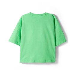 Pine Kids Disney Single Jersey Knit Drop Shoulder Half Sleeves Oversized Crop T-Shirt With Minnie Mouse Graphics - Green