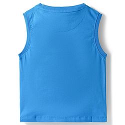 Pine Kids Cotton Knit Sleeveless T-Shirt with Good Vibes Print - Blue