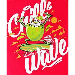 Pine Kids Cotton Knit Sleeveless T-Shirt with Wave Print - Red