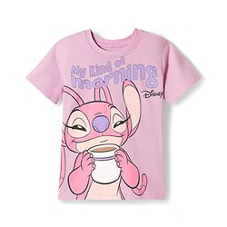 Pine Kids Disney Single Jersey Knit Half Sleeves T-Shirt & Short Night Suit With Lilo & Stitch - Purple