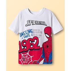 Pine Kids Marvel Single Jersey Knit Drop Shoulder Half Sleeves Oversized T-Shirt & Shorts Set With Spider-Man Graphics - Multicolor