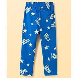 Pine Kids Marvel Single Jersey Knit Full Sleeves T-Shirt & Pajama Night Suit With Captain America Print - White & Navy Blue