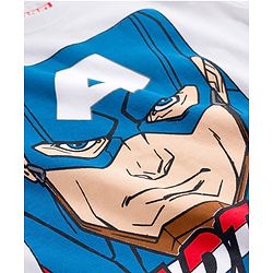 Pine Kids Marvel Single Jersey Knit Full Sleeves T-Shirt & Pajama Night Suit With Captain America Print - White & Navy Blue