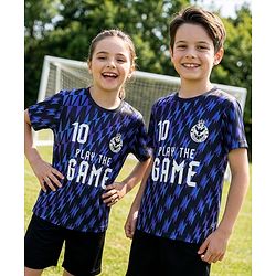 Pine Active Knit Half Sleeves Sports Theme Printed T-Shirt - Navy Blue