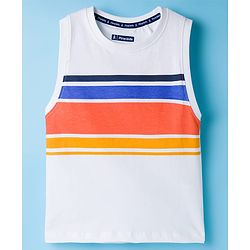 Pine Kids 100% Cotton Sleeveless  Striped Tank T-Shirt -White
