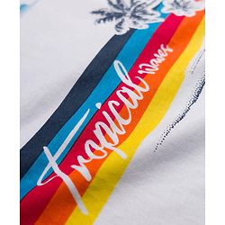 Pine Kids Cotton Knit Sleeveless Tank T-Shirt with Tropical Theme Print - White