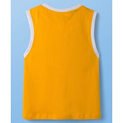 Pine Kids 100% Cotton Sleeveless  Cut N Sew Text Printed Tank T-Shirt - White & Yellow